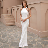 Vestido largo elegante de fiesta blanco Pure Angel de W&M